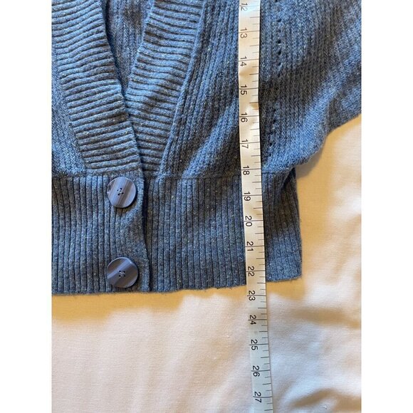 Anthropologie Moth Women Blue Wool Blend Cardigan Sweater XS-M Butterfly Sleeves - Picture 10 of 11